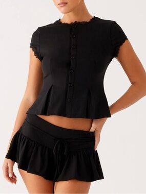 Peppermayo Landon Button Up Top - Black